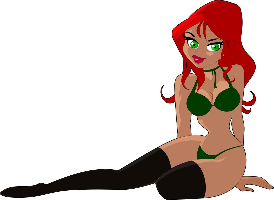 Red-haired woman in bikini png transparent