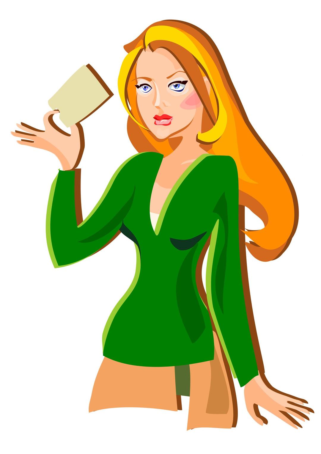 Redhead holding a card png transparent