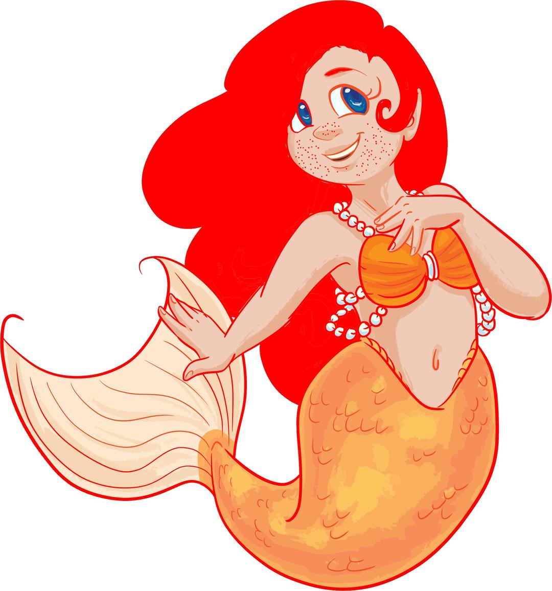 Redhead Mermaid With Freckles png transparent