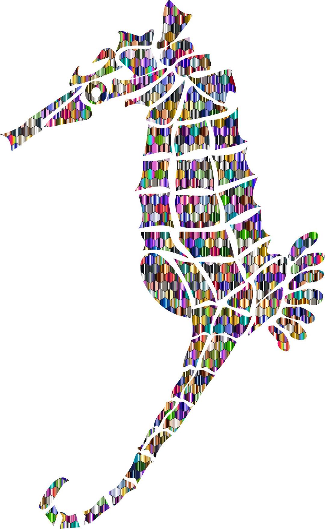 Reflective Iridescent Scales Stylized Seahorse Silhouette png transparent