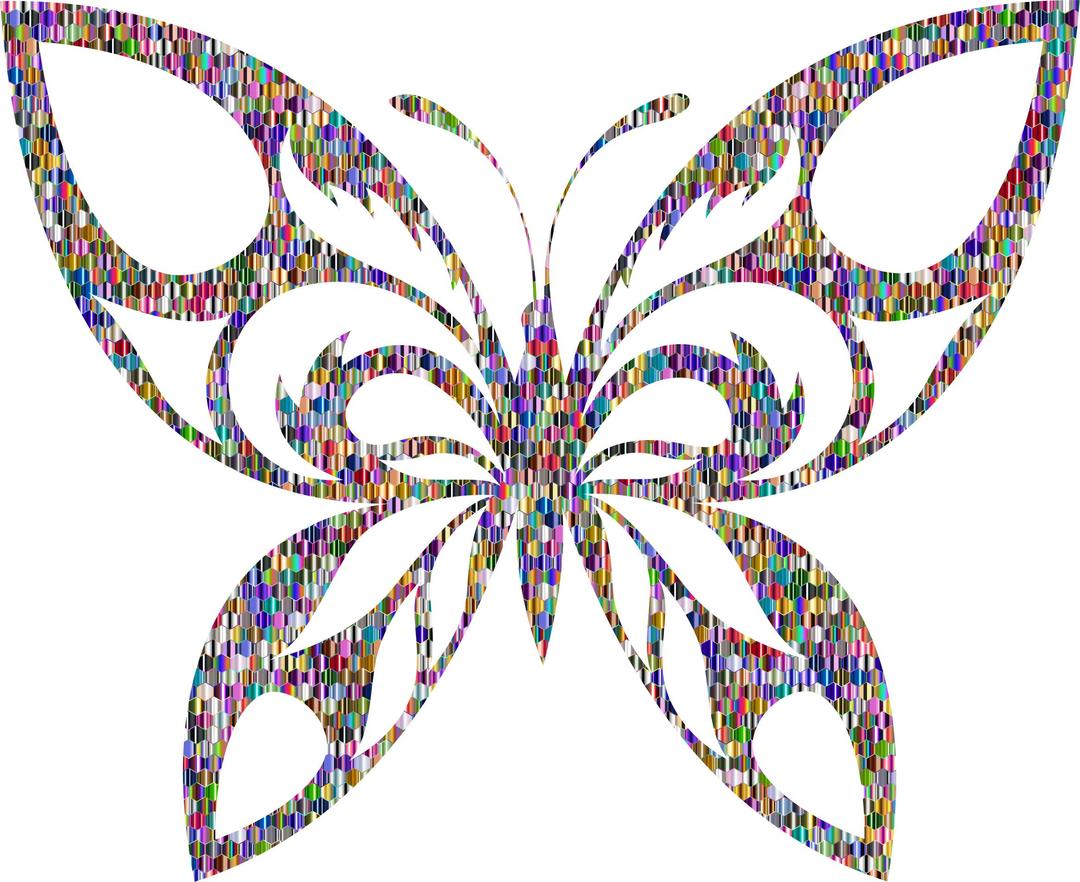 Reflective Iridescent Scales Tribal Butterfly Silhouette png transparent