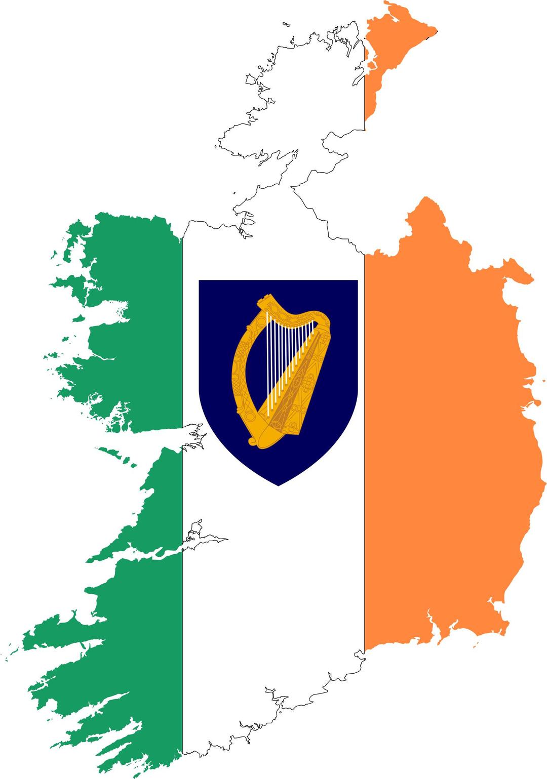 Republic Of Ireland Map Flag With Coat Of Arms png transparent