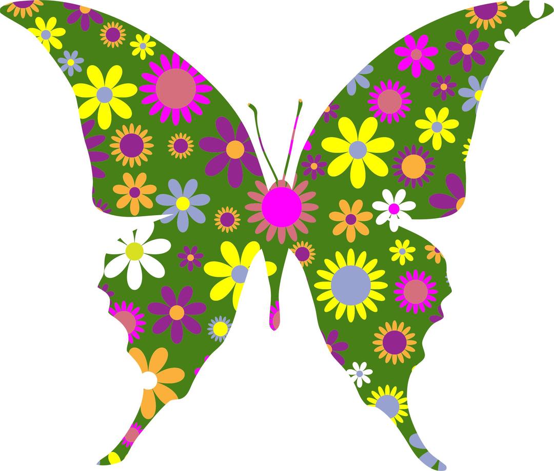 Retro Floral Butterfly 3 png transparent