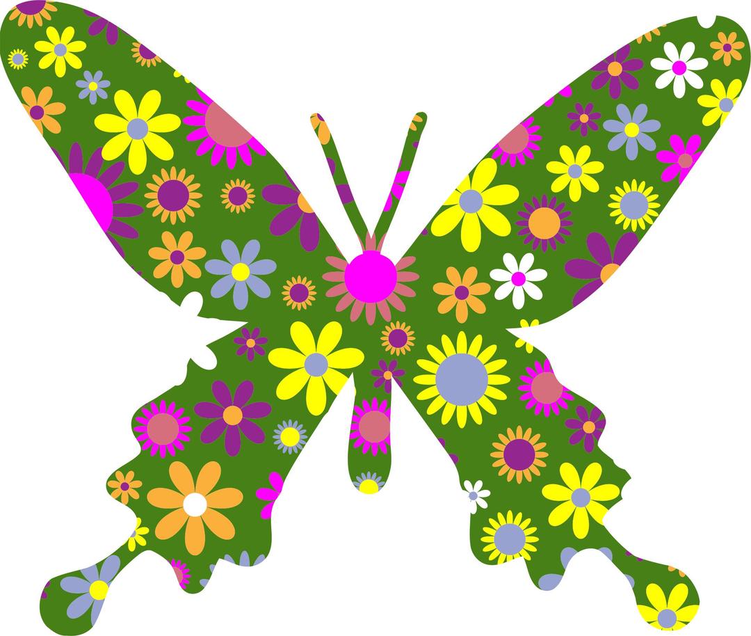 Retro Floral Butterfly 4 png transparent