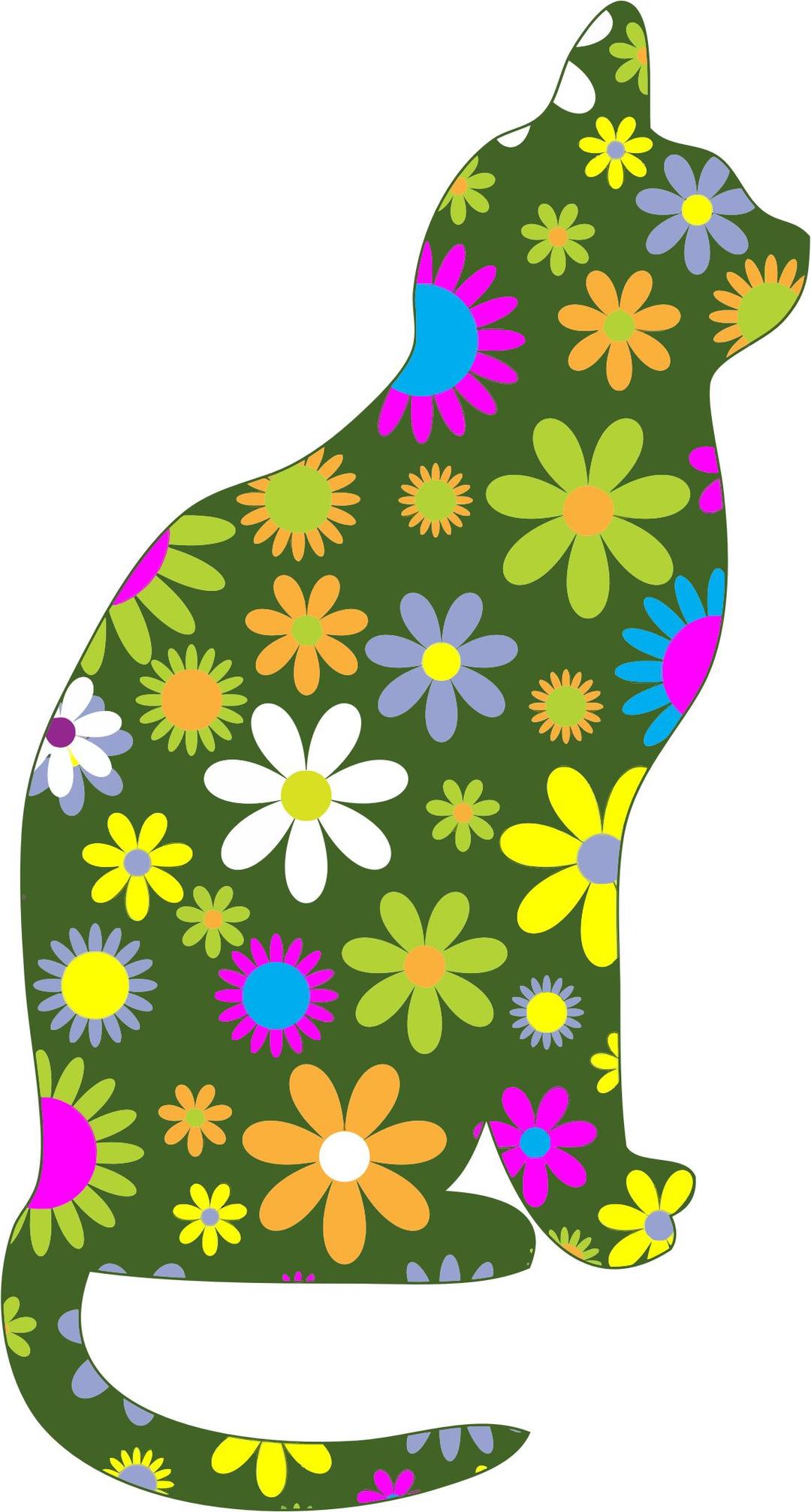 Retro Floral Cat png transparent
