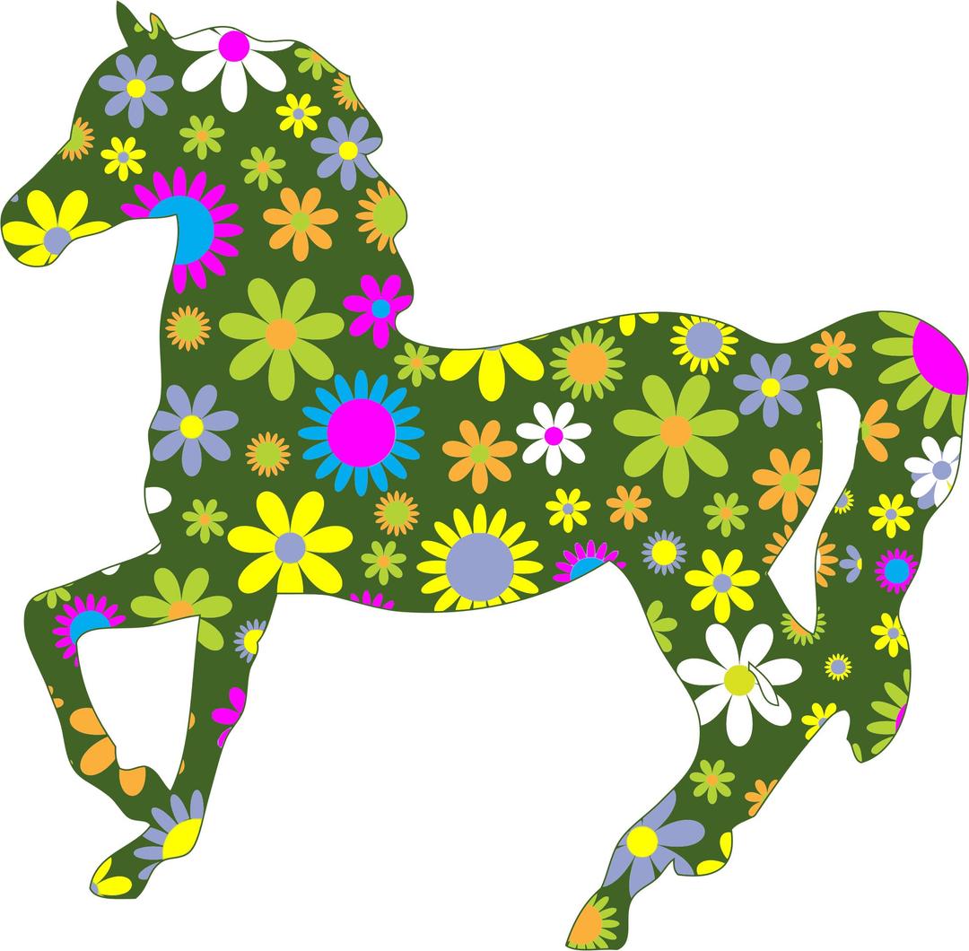Retro Floral Horse png transparent