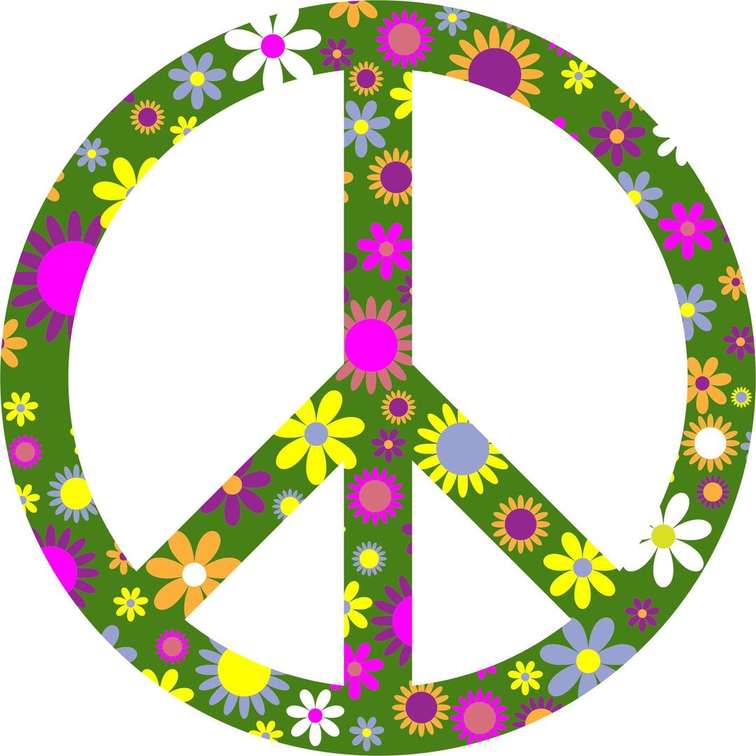 Retro Floral Peace Sign png transparent
