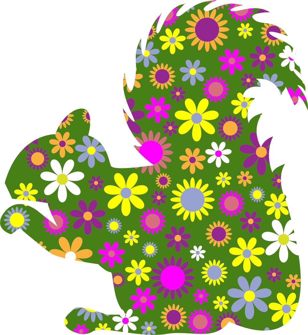 Retro Floral Squirrel Profile png transparent