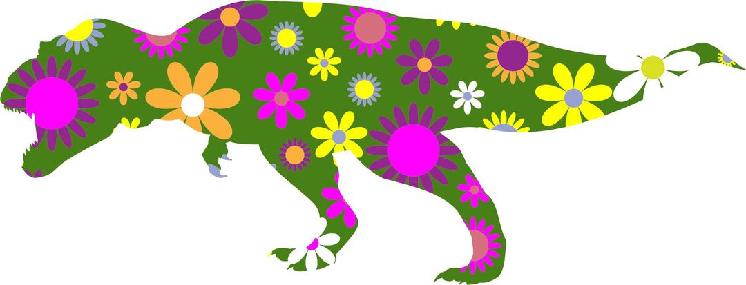 Retro Floral Tyrannosaurus Rex png transparent