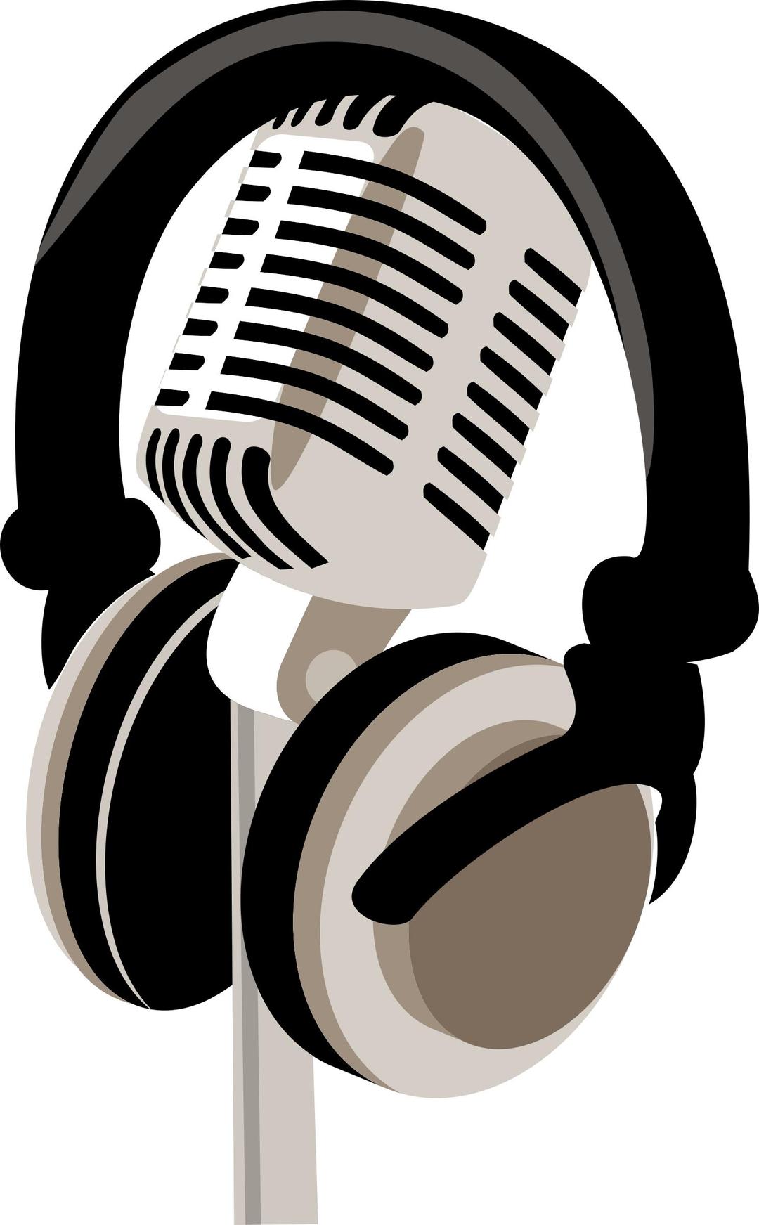 retro microphone and headphones png transparent