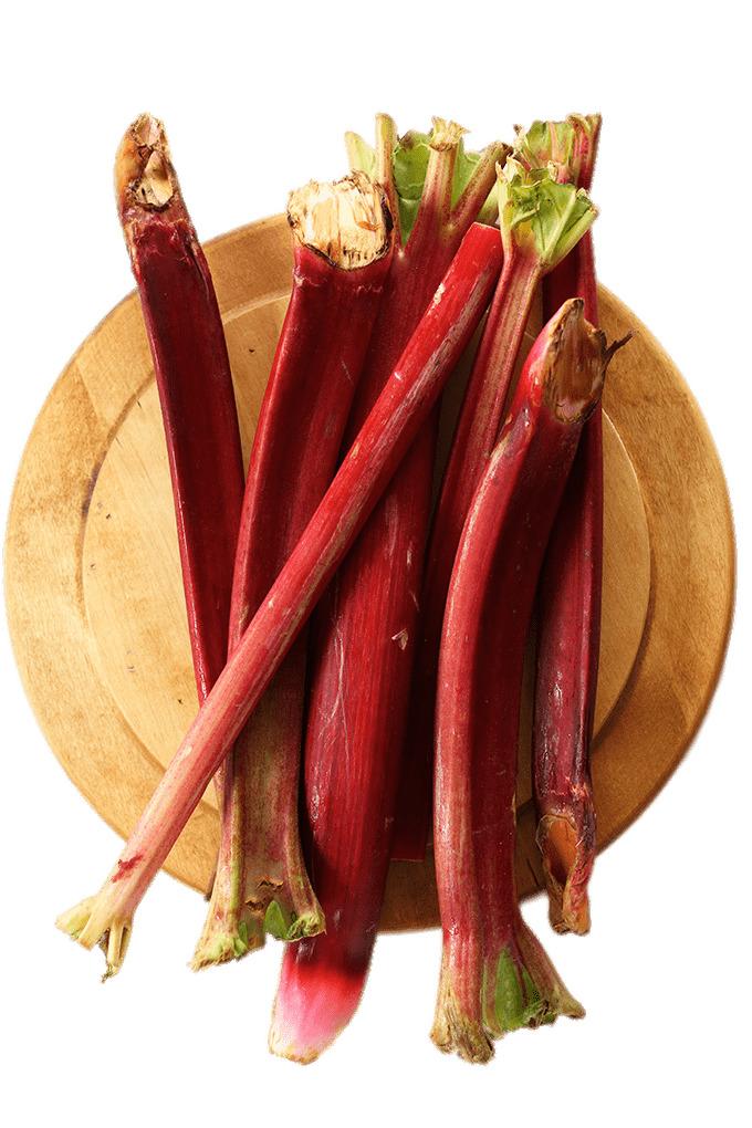 Rhubarb Sticks on A Wooden Board png transparent