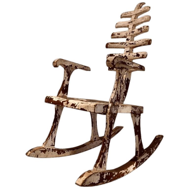 Rocking Chair With Ribcage Back png transparent