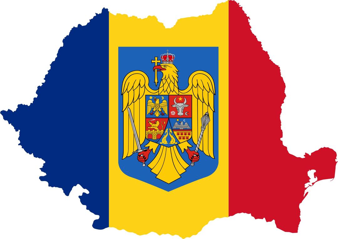 Romania Map Flag With Coat Of Arms png transparent