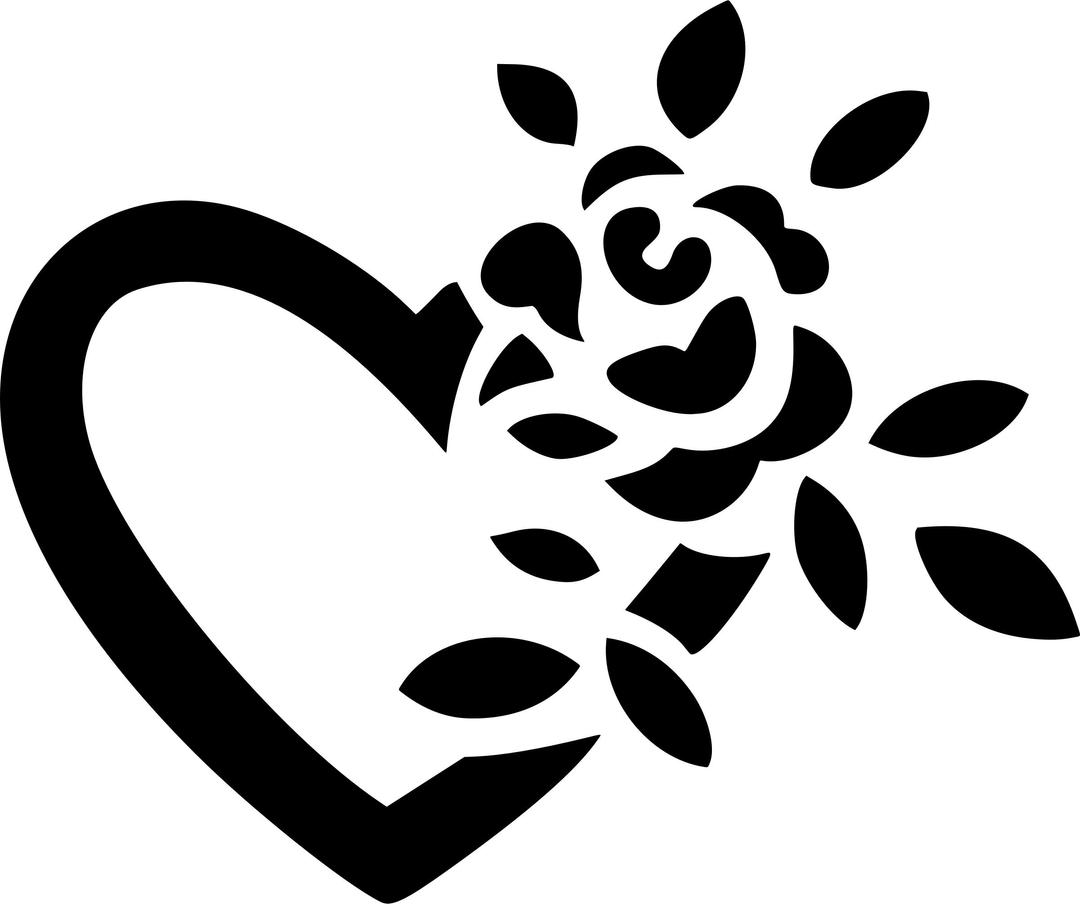 Rose and heart png transparent