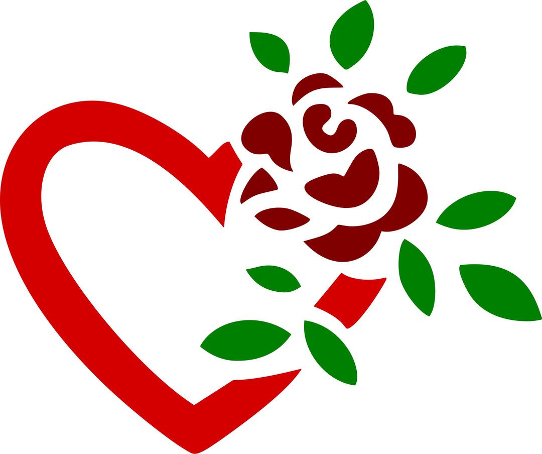 Rose and heart (colour) png transparent