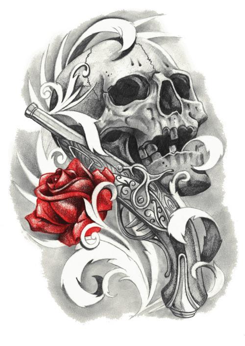 Rose and Skull Tattoo png transparent