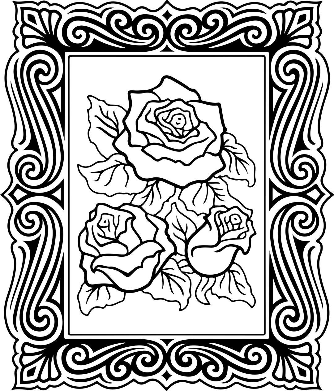 Roses With Decorative Border png transparent