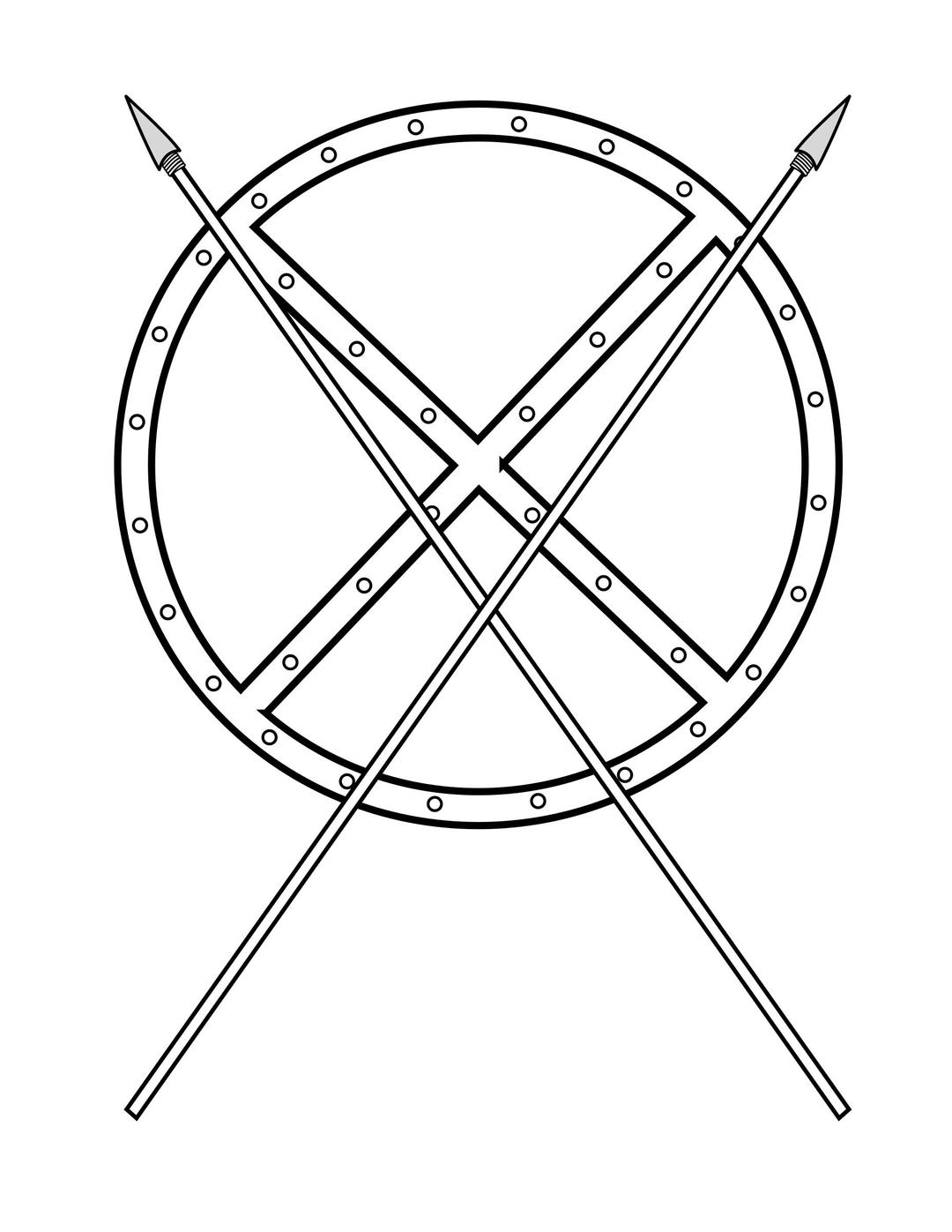 Round Shield and Crossed Spears png transparent