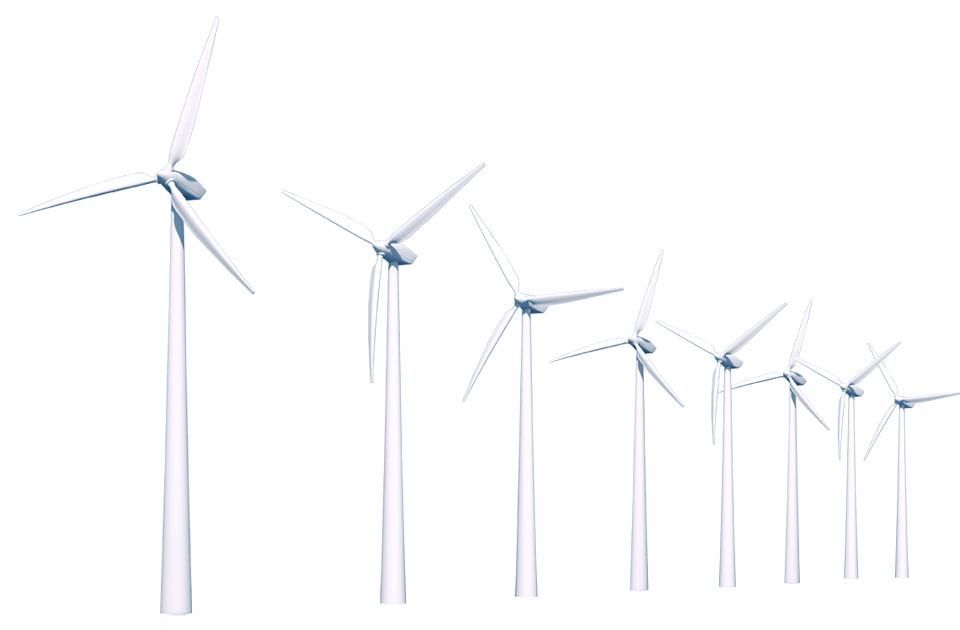 Row Of Wind Turbines png transparent