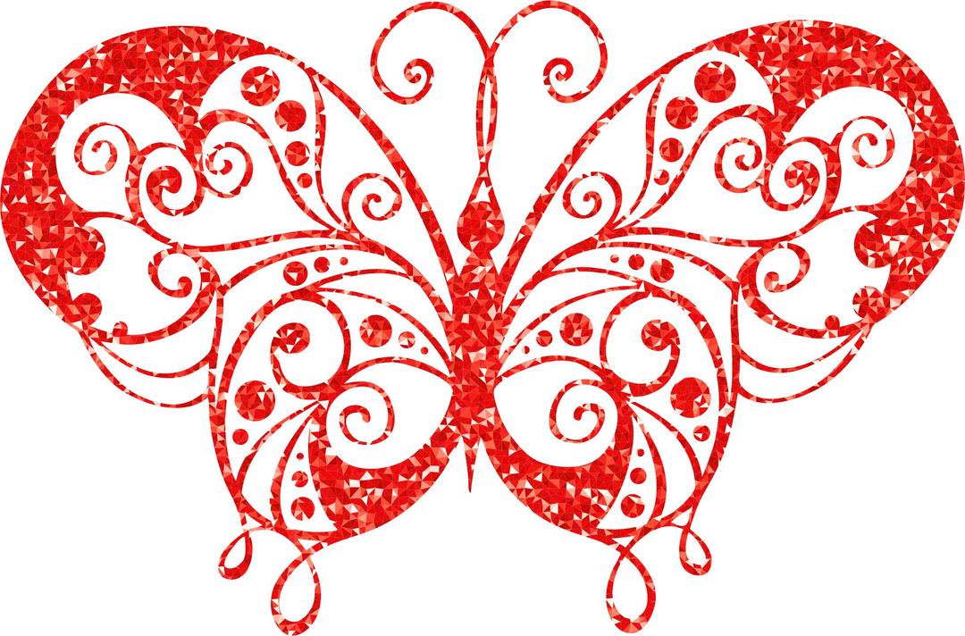 Ruby High Detail Flourish Butterfly Silhouette png transparent