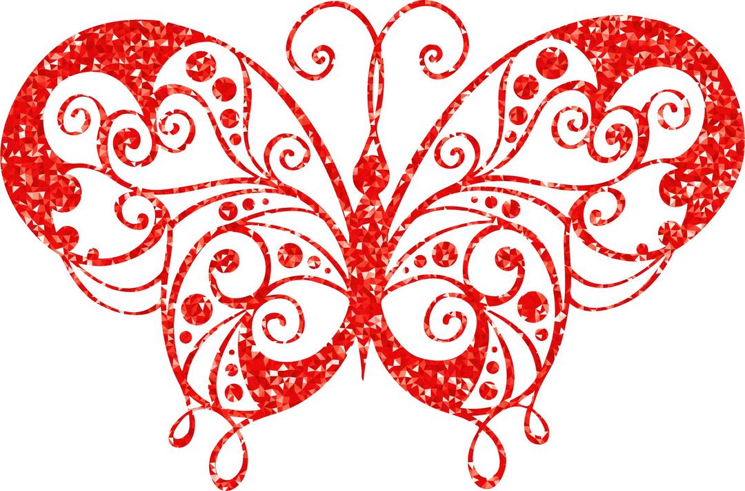 Ruby High Detail Flourish Butterfly Silhouette Fixed png transparent