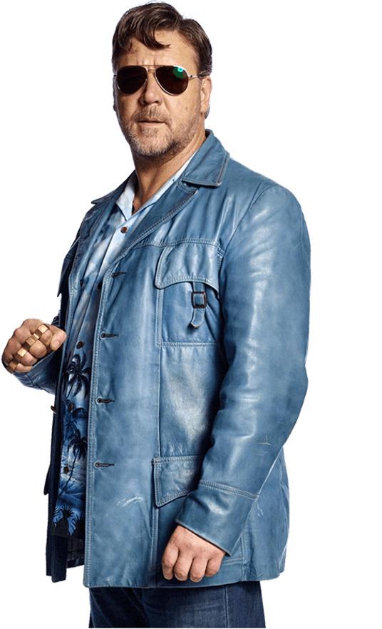 Russell Crowe Blue Leather Jacket png transparent