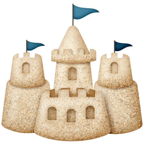 Sand Castle With Blue Flags png transparent