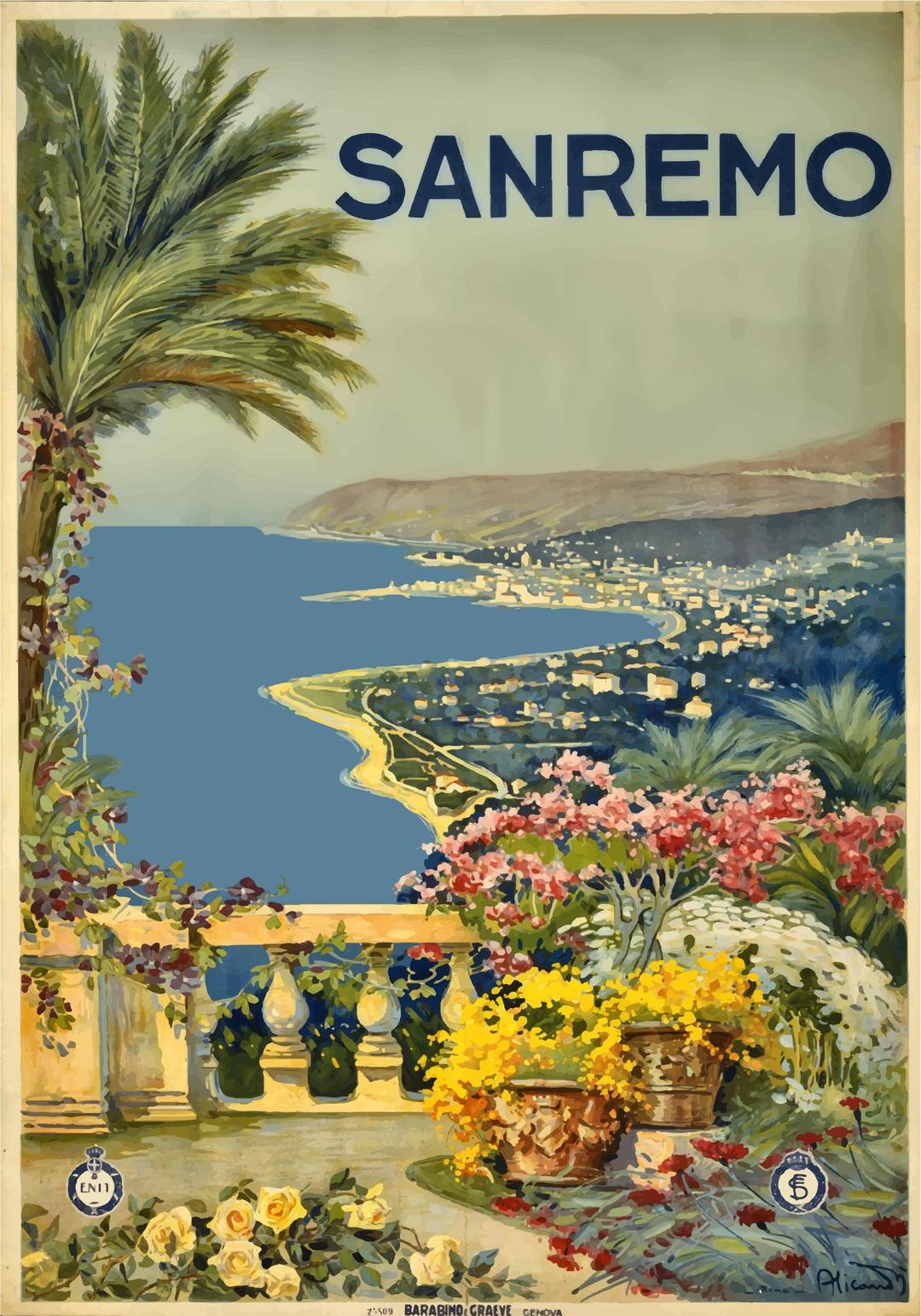 Sanremo Italy Vintage Travel Poster Trace 2 png transparent