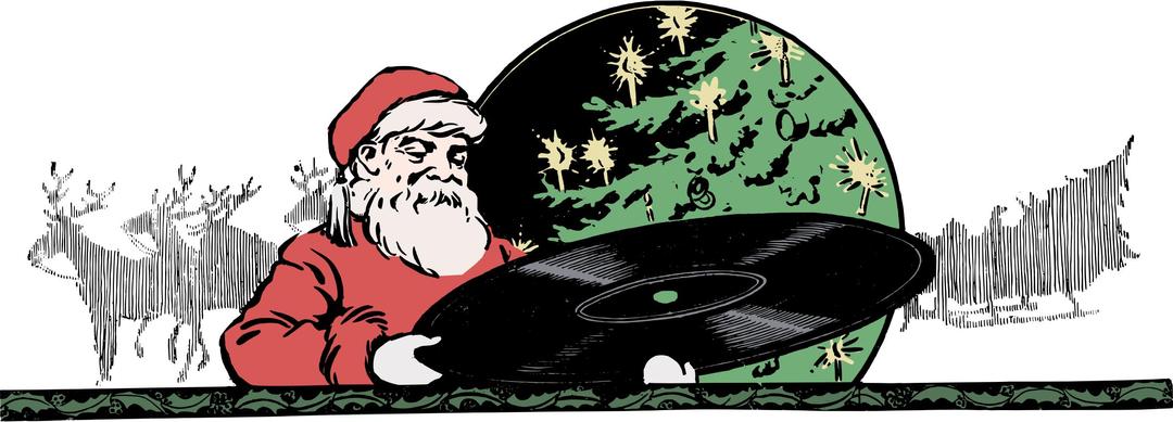 Santa and a Record png transparent