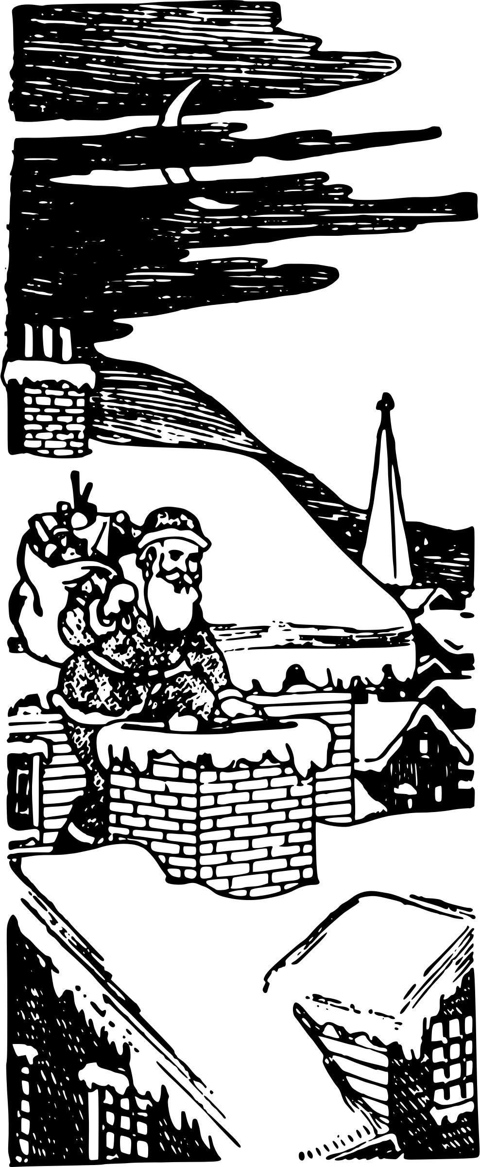 Santa and Chimney png transparent