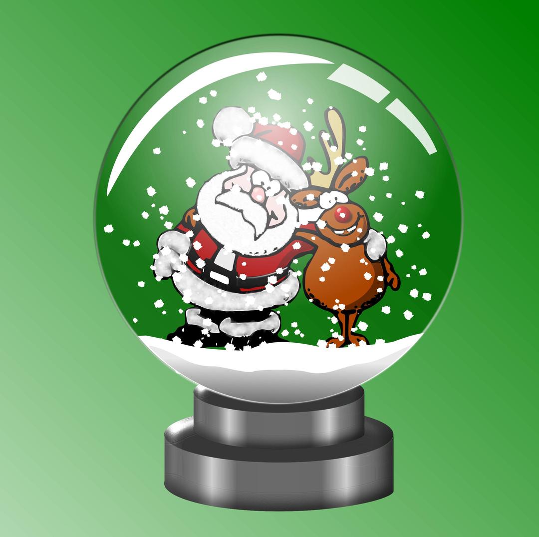 Santa and Rudolph forever in a Snow Globe png transparent