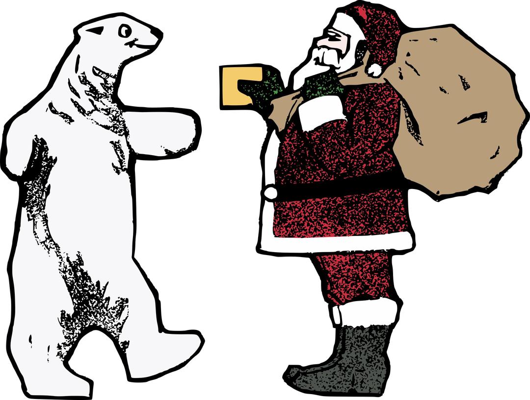 Santa and the Polar Bear png transparent