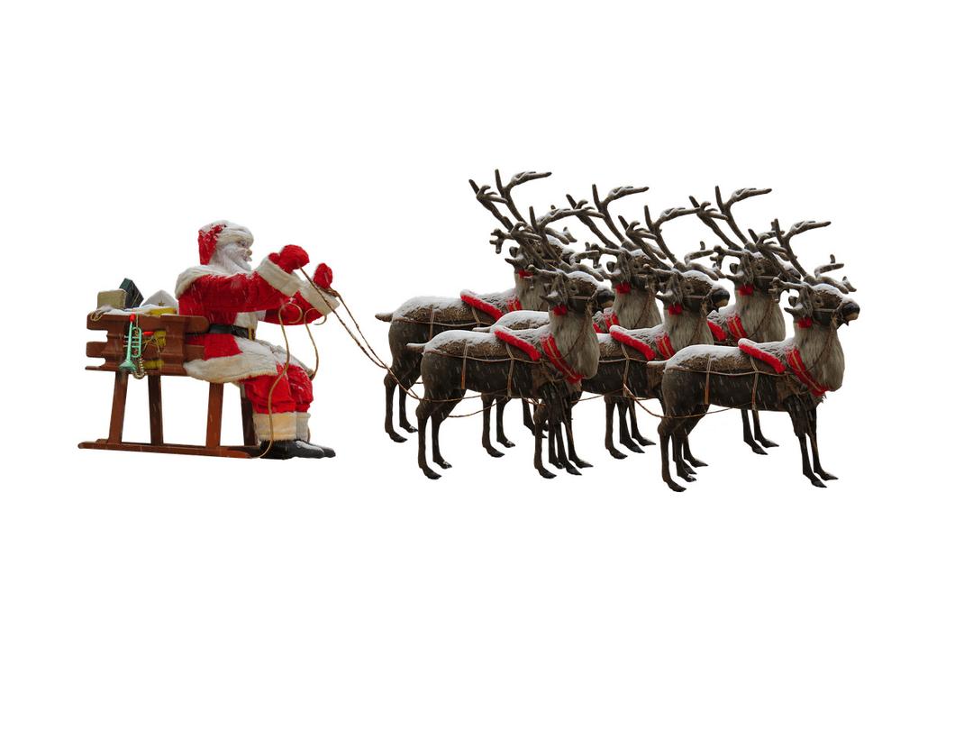 Santa Claus and 6 Reindeer png transparent