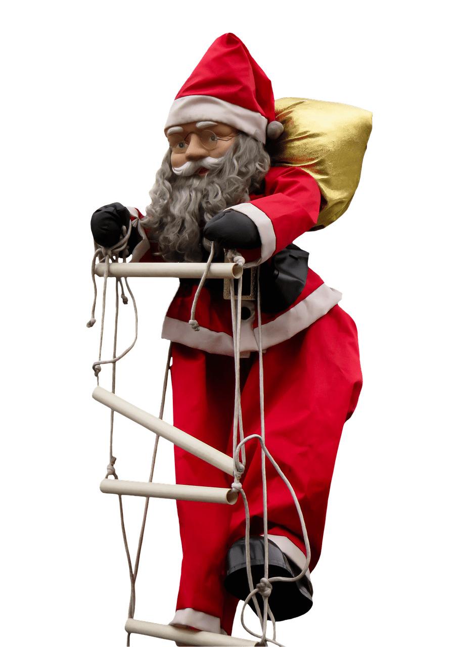 Santa Claus Puppet on Ladder png transparent