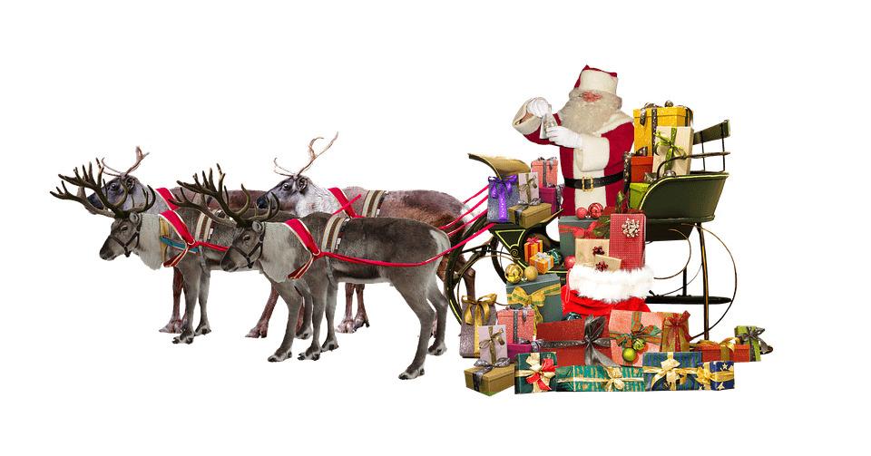 Santa Claus Sleigh Deer Gifts png transparent
