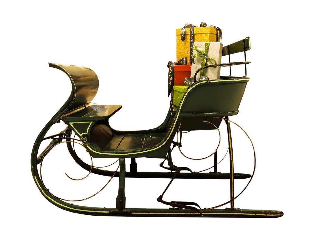 Santa Claus Sleigh Presents on Seat png transparent