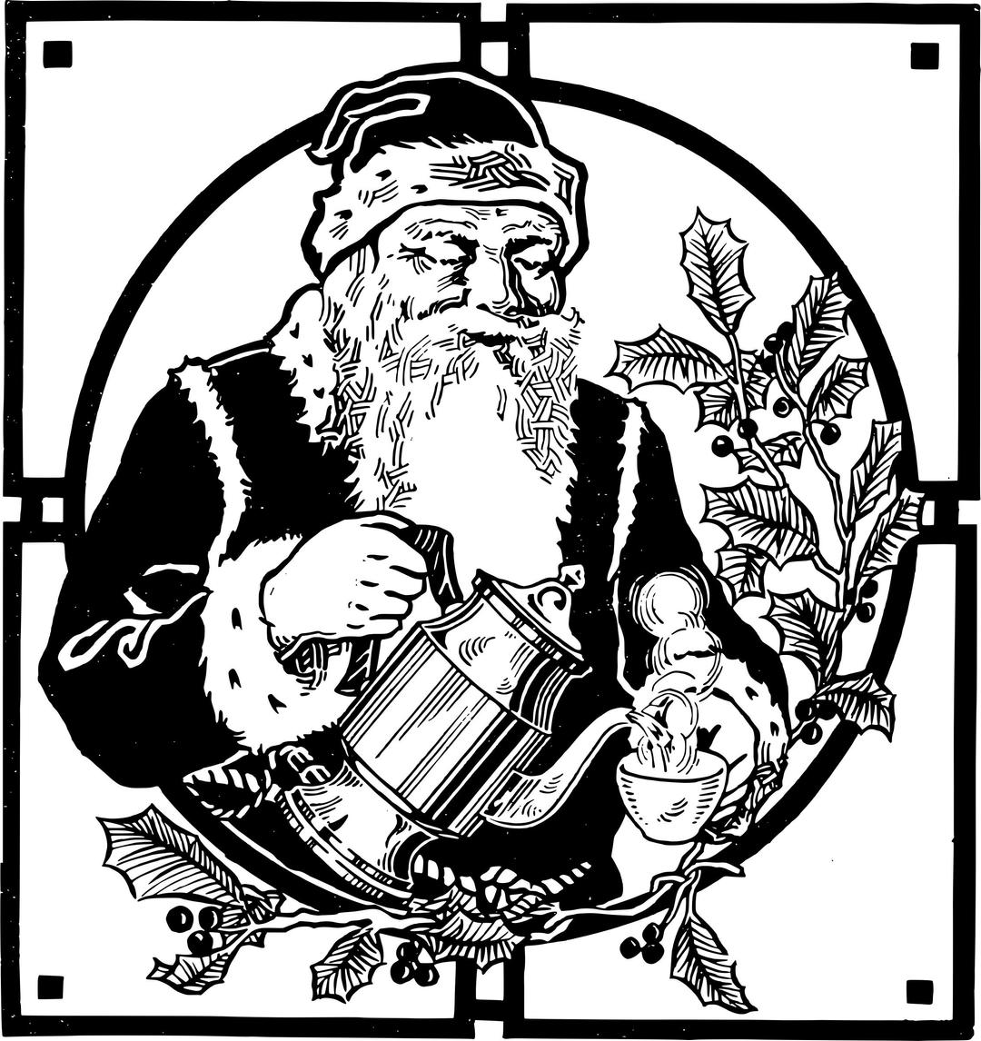 Santa with Coffee png transparent