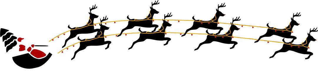 Santa with eight reindeer png transparent