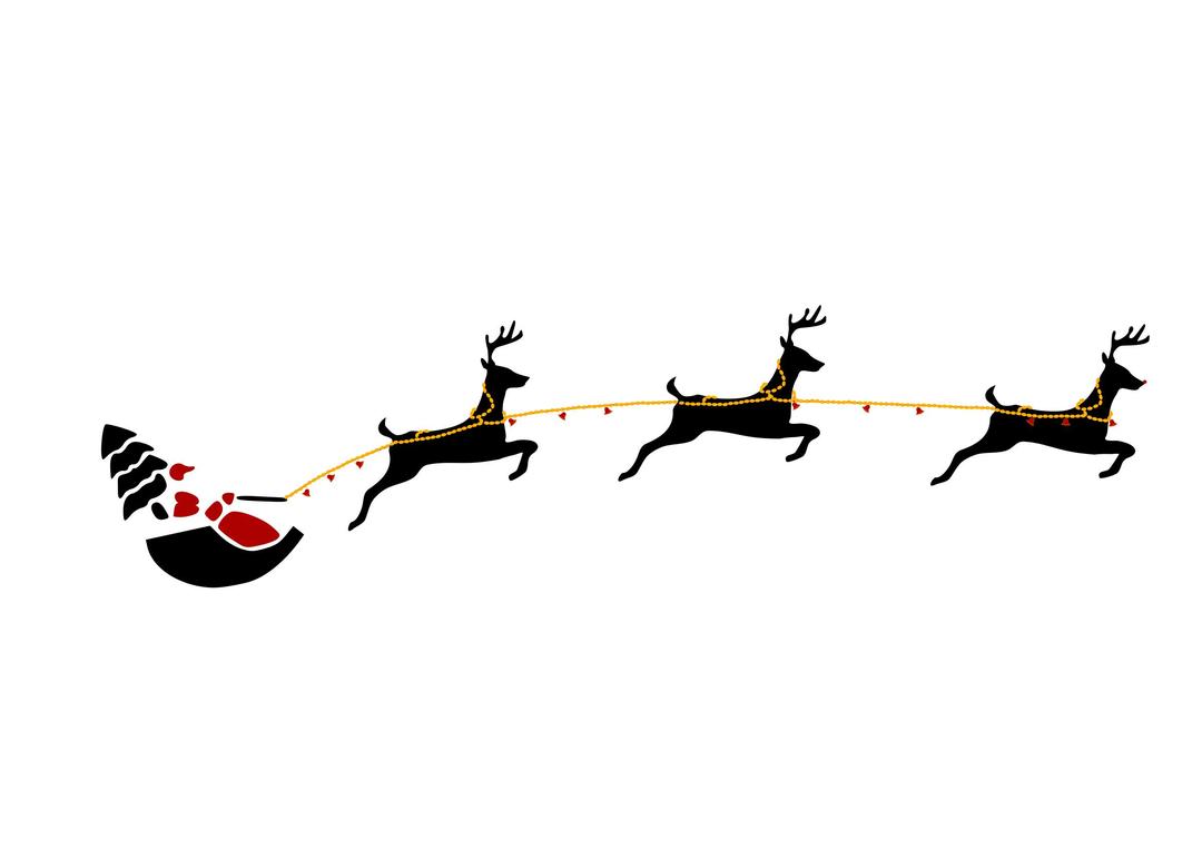 Santa with flying deers png transparent