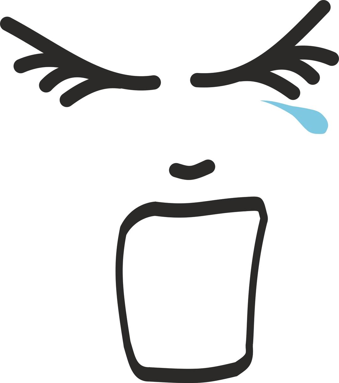 Screaming face with tear line drawing png transparent