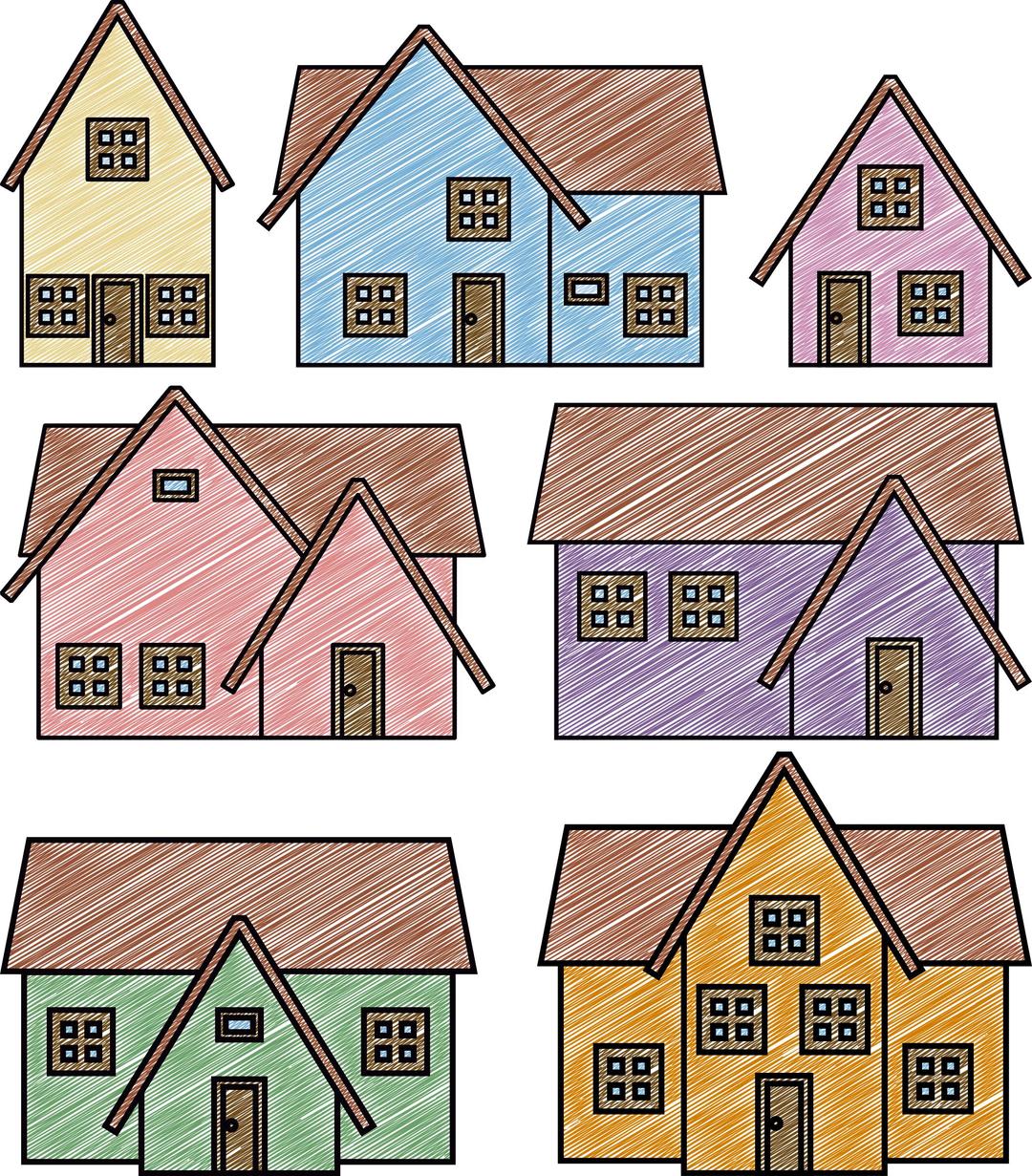 Scribble Houses png transparent