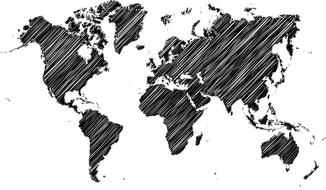 Scribbled World Map png transparent