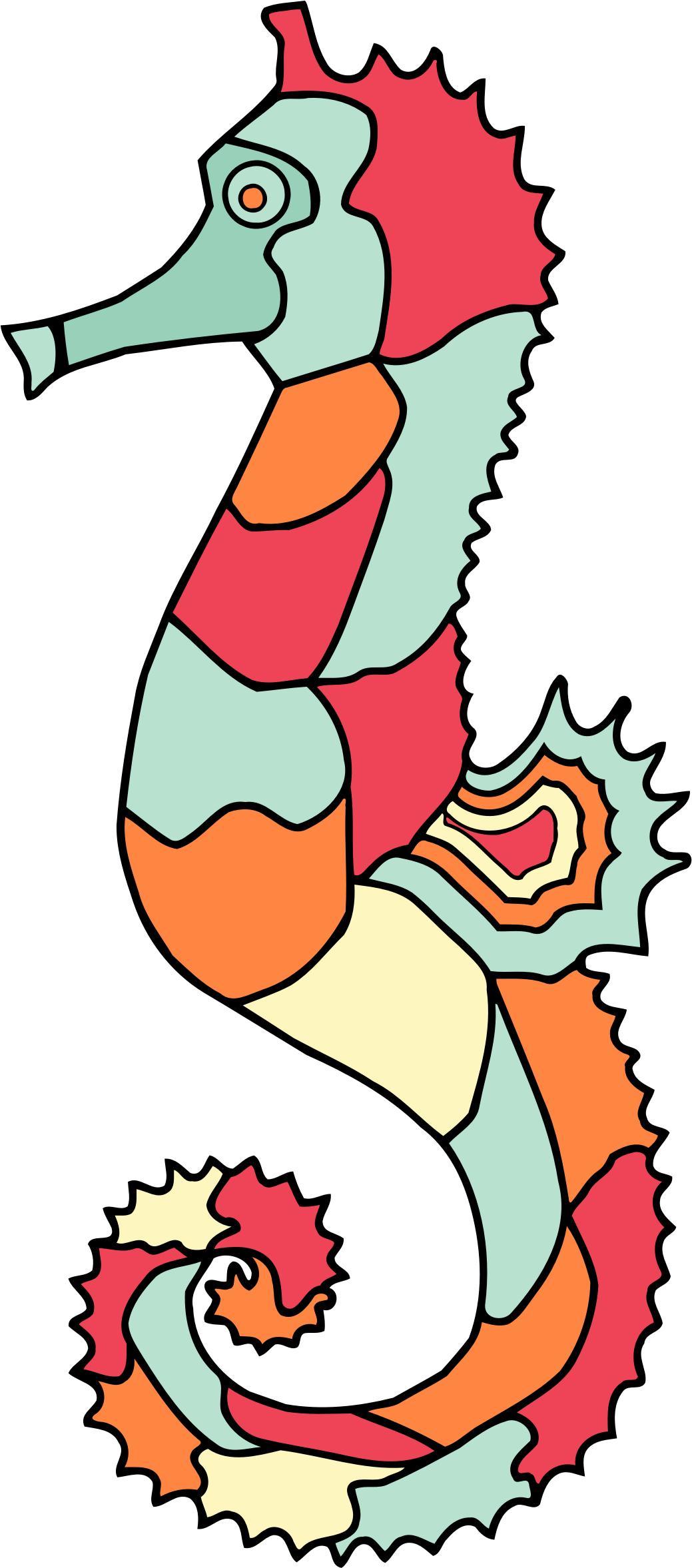 Seahorse 4 (colour) png transparent