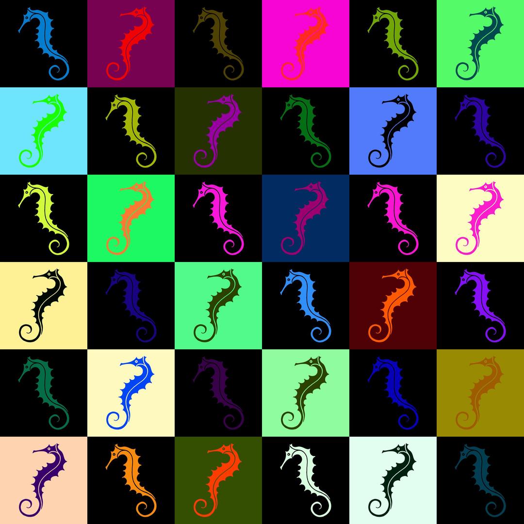 Seahorse pattern (multicoloured) png transparent