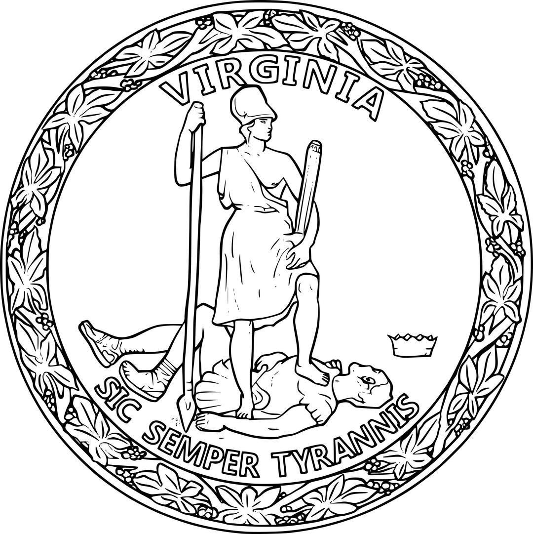 Seal of the Commonwealth of Virginia (Black & White Version) png transparent