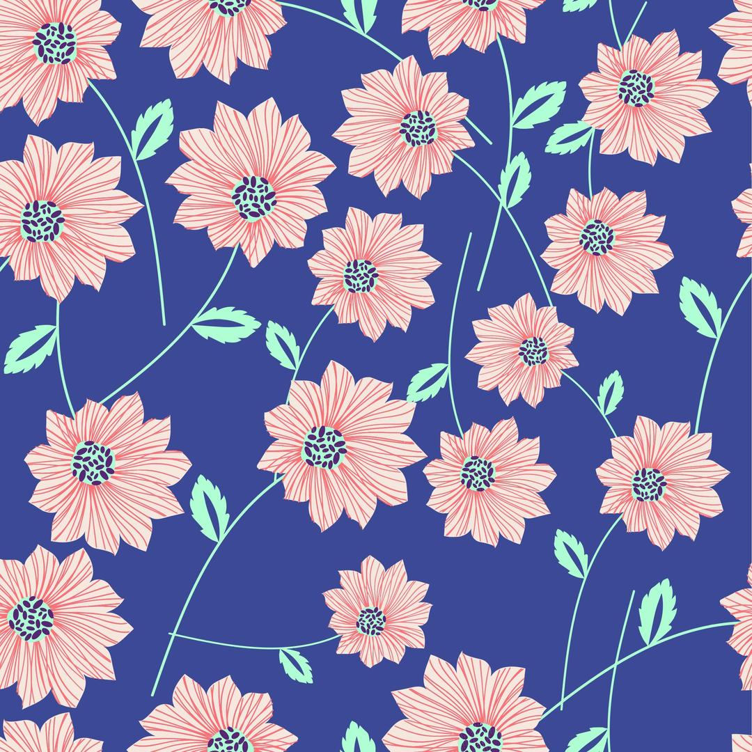 Seamless Blue Floral Pattern png transparent