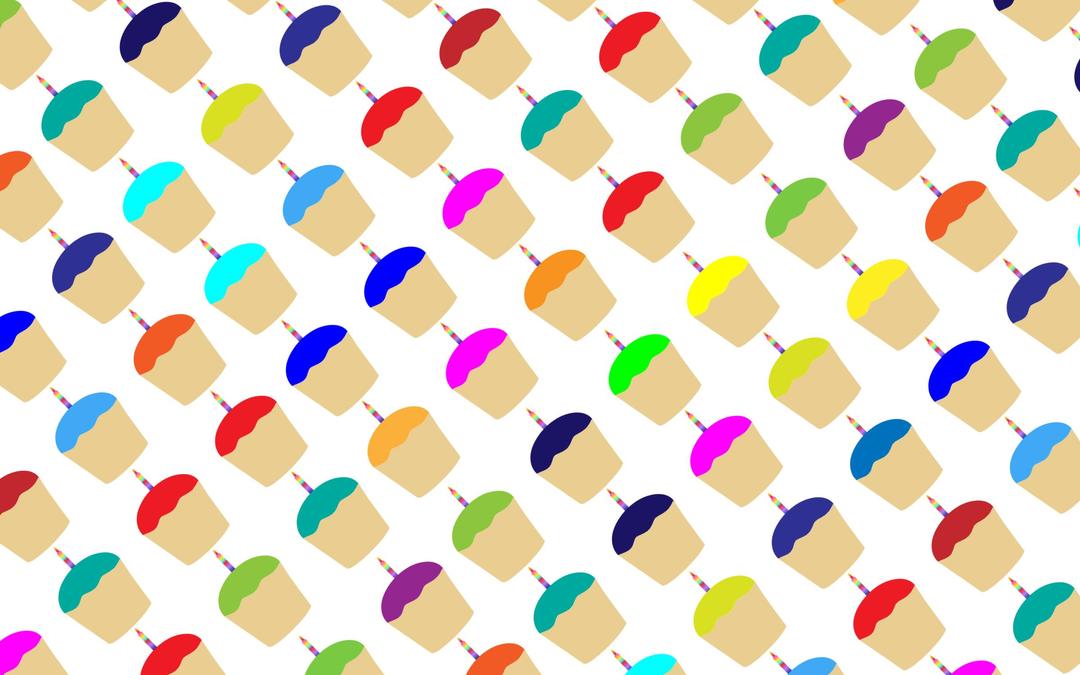 Seamless Colorful Cupcakes With Candles Pattern Rotated png transparent