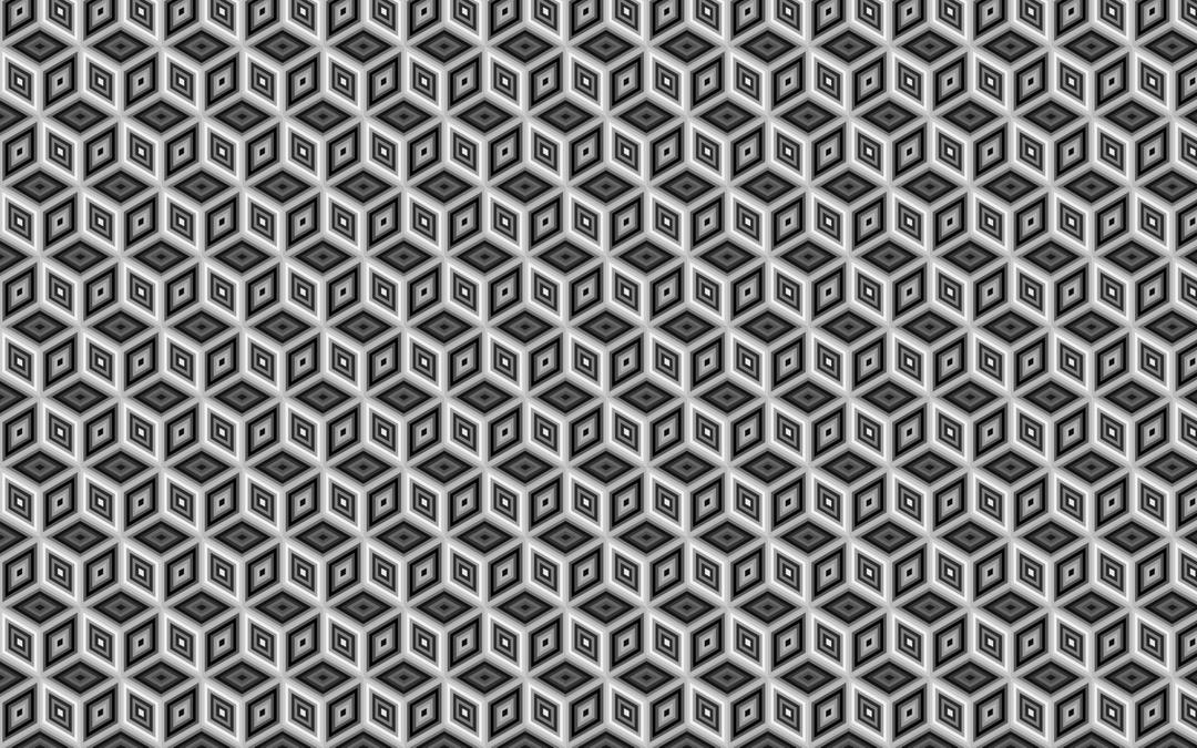 Seamless Grayscale Isometric Cube Pattern png transparent