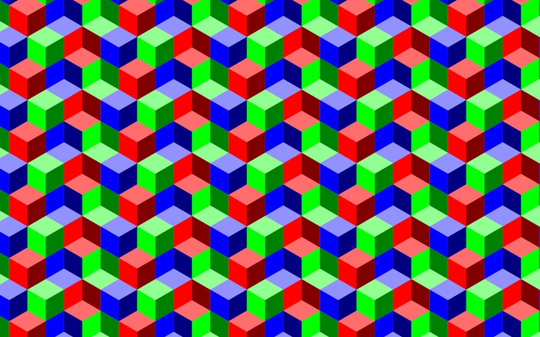Seamless RGB Isometric Cubes Pattern 2 png transparent