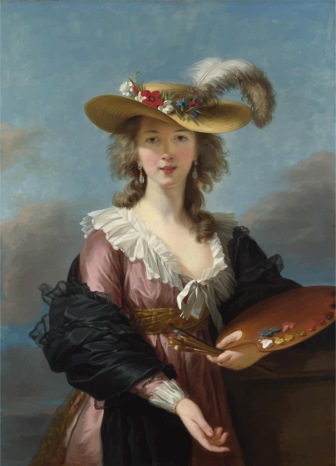 Self portrait in a Straw Hat by Elisabeth Louise Vigee Lebrun png transparent